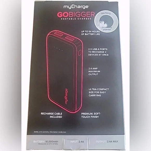 MyCharge Go Bigger APM10KK  10,000mAh 
Portable Charger – Black
New in Box - Picture 2 of 3